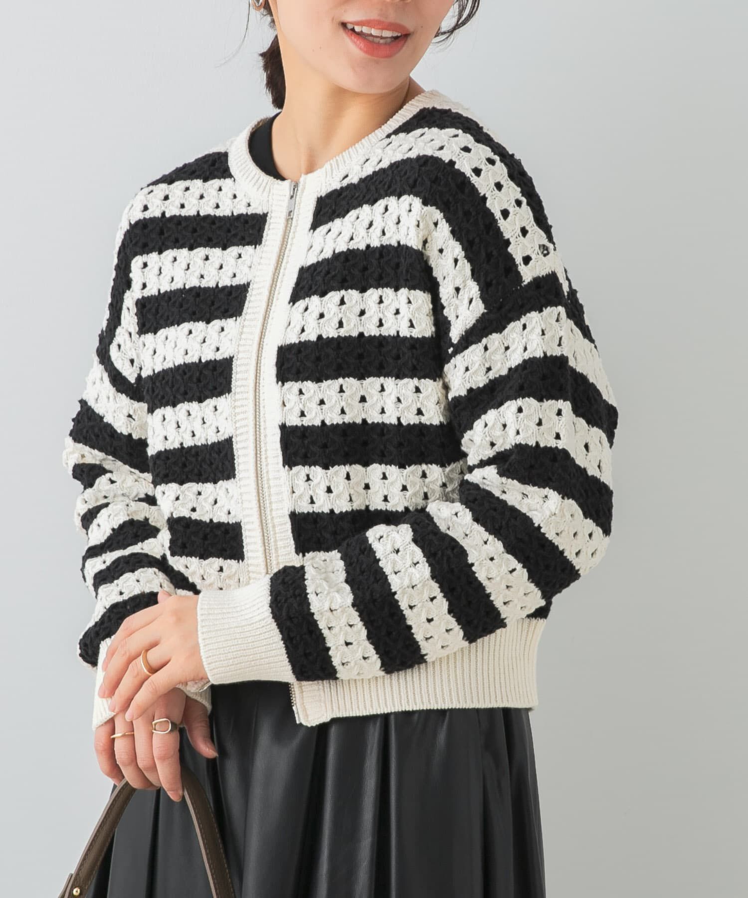 URBAN RESEARCH ROSSO「F by ROSSO　柄編みZIPカーディガン」|カーディガン|