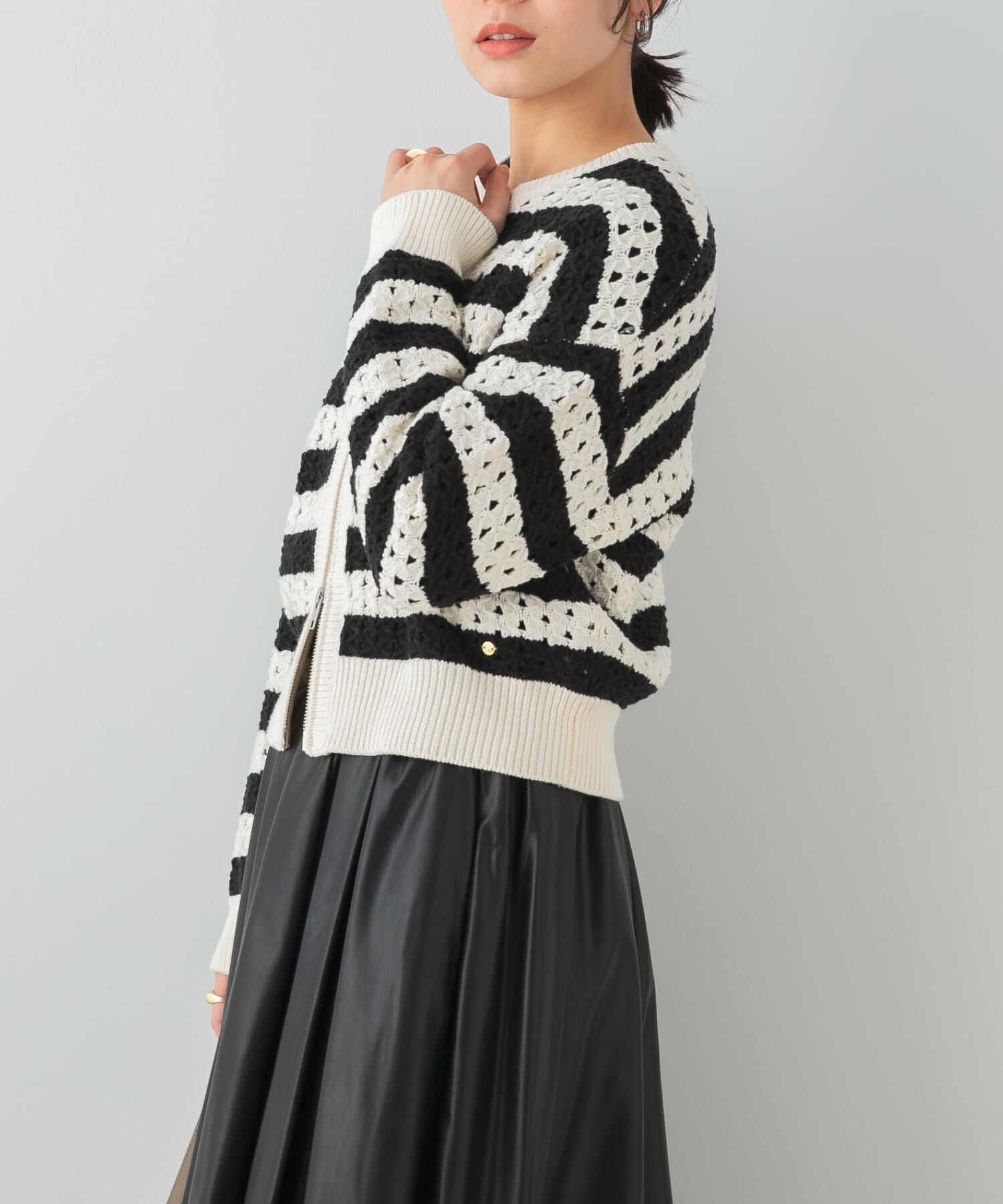 URBAN RESEARCH ROSSO「F by ROSSO　柄編みZIPカーディガン」|カーディガン|