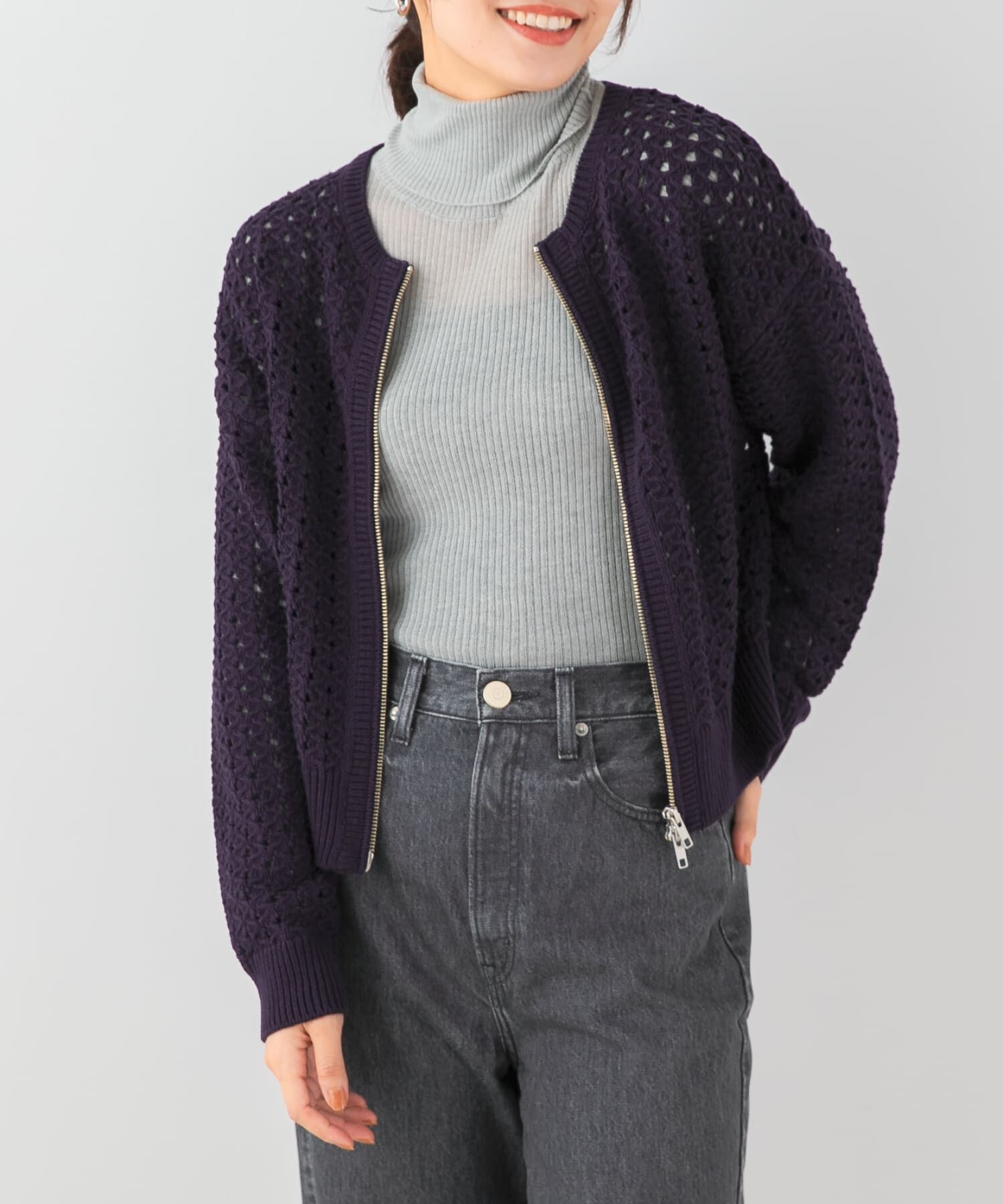 URBAN RESEARCH ROSSO「F by ROSSO　柄編みZIPカーディガン」|カーディガン|