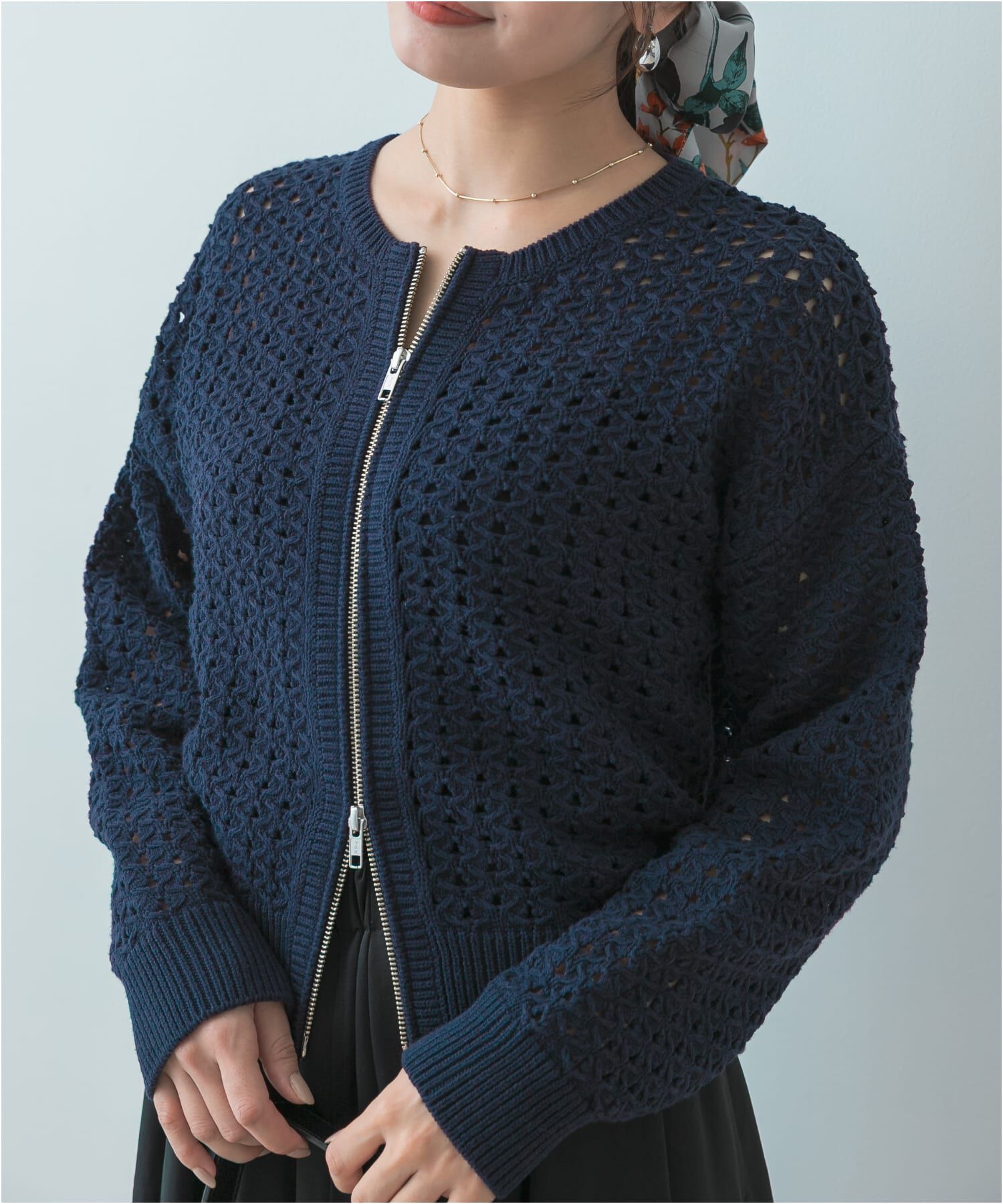 URBAN RESEARCH ROSSO「F by ROSSO　柄編みZIPカーディガン」|カーディガン|