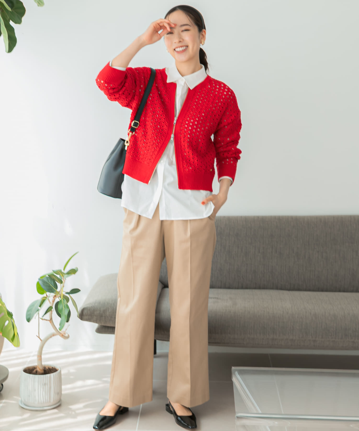 URBAN RESEARCH ROSSO「F by ROSSO　柄編みZIPカーディガン」|カーディガン|