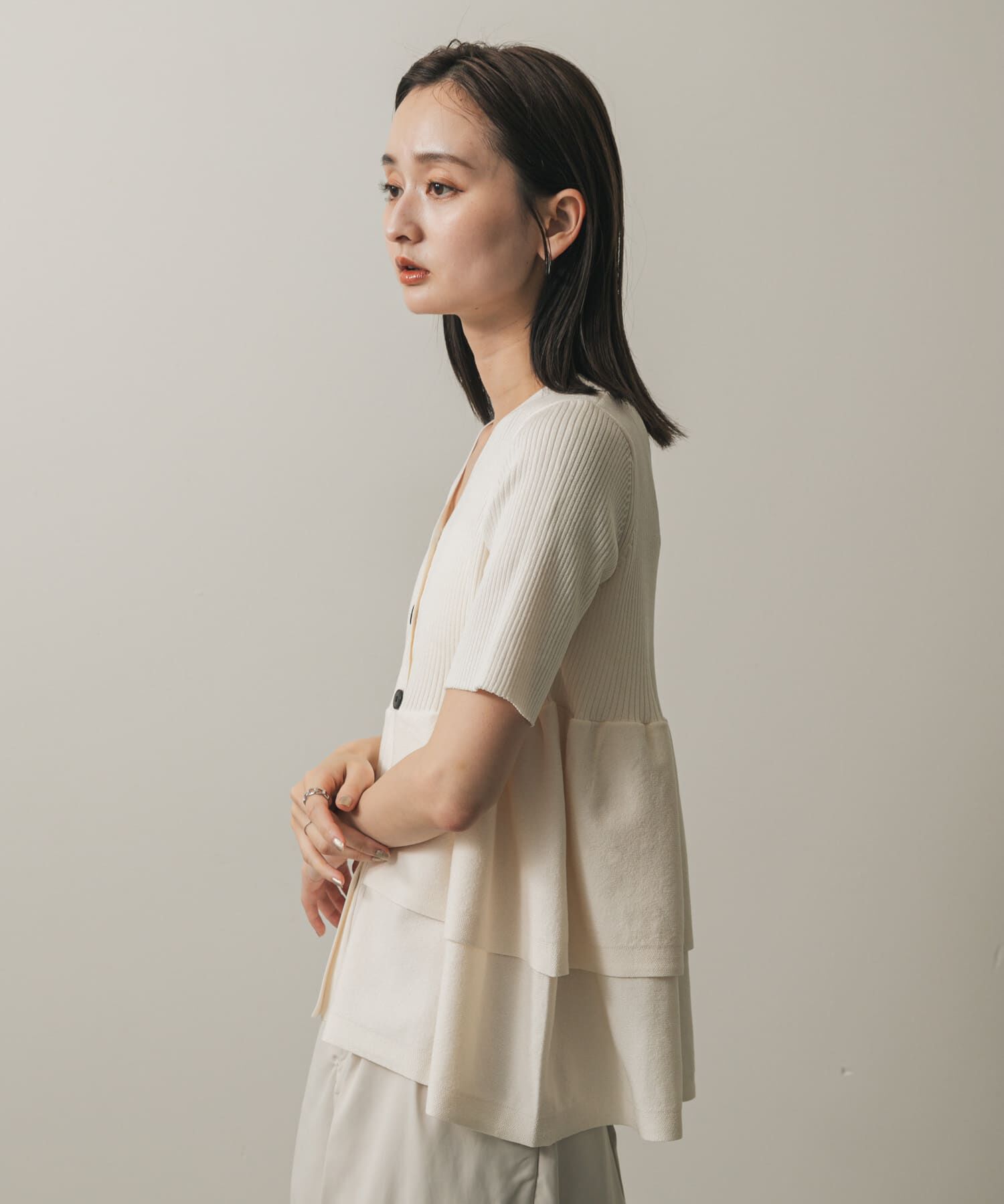 SENSE OF PLACE by URBAN RESEARCH「『WEB限定』ペプラムカーディガン(半袖)」|カーディガン|