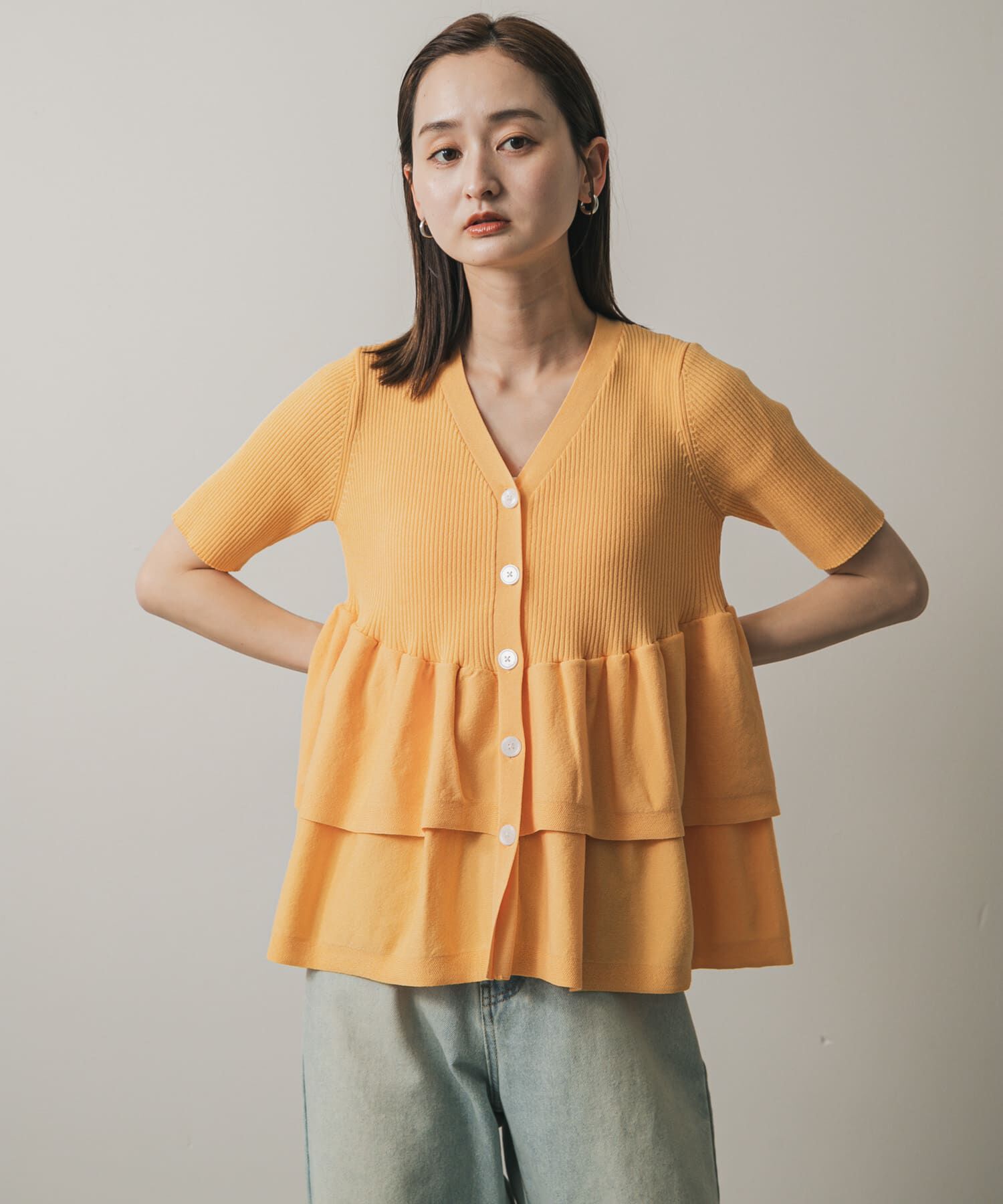 SENSE OF PLACE by URBAN RESEARCH「『WEB限定』ペプラムカーディガン(半袖)」|カーディガン|