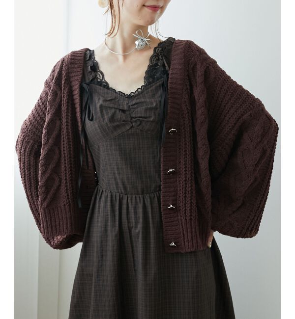MAJESTICLEGON「ハートマシュマロモールカーディガン」|カーディガン|ブラウン
