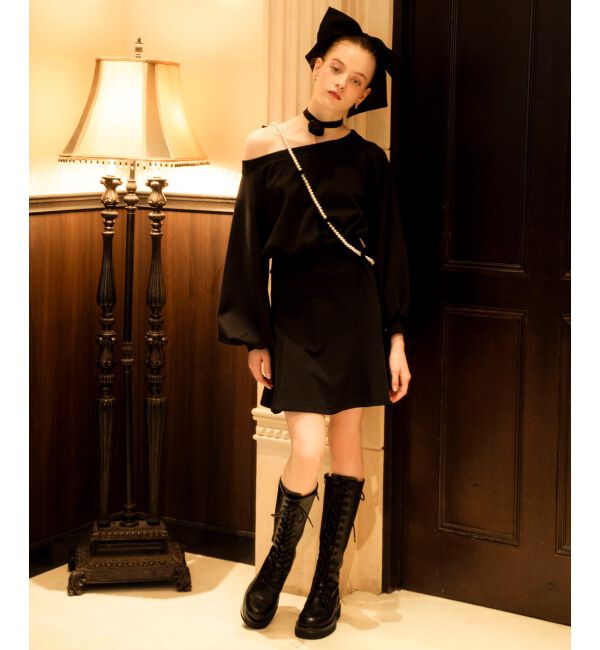 MAJESTICLEGON「フラワーチョーカー付きスウェットワンピ」|ワンピース|