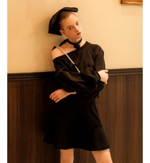 MAJESTICLEGON「フラワーチョーカー付きスウェットワンピ」|ワンピース|