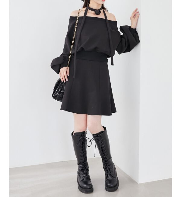 MAJESTICLEGON「フラワーチョーカー付きスウェットワンピ」|ワンピース|