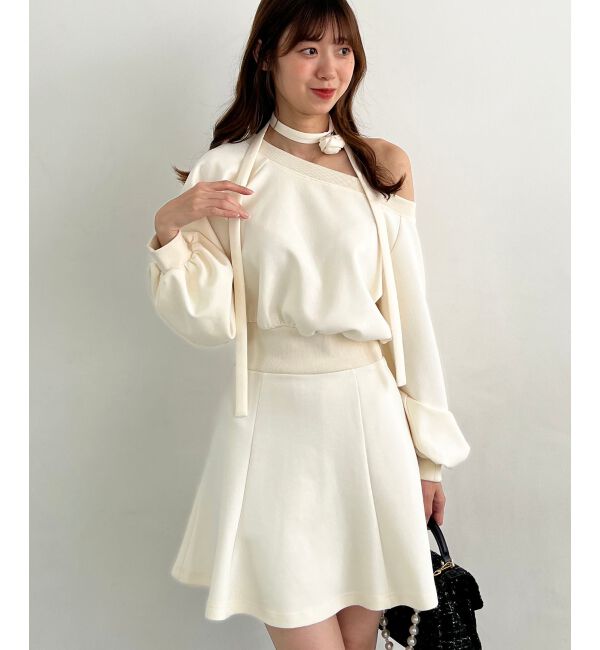 MAJESTICLEGON「フラワーチョーカー付きスウェットワンピ」|ワンピース|