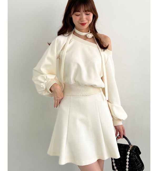 MAJESTICLEGON「フラワーチョーカー付きスウェットワンピ」|ワンピース|