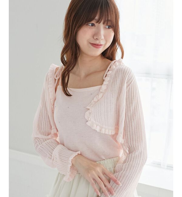  「パールチェーンキャミセットフリルカーデ」|カーディガン|