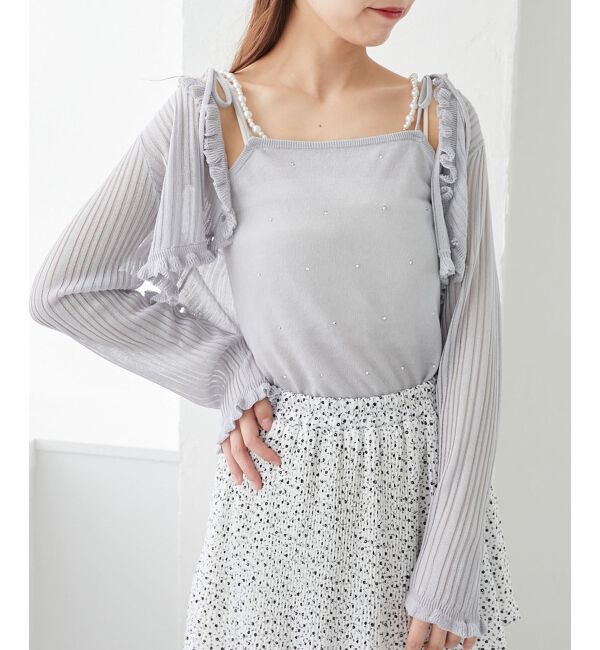  「パールチェーンキャミセットフリルカーデ」|カーディガン|