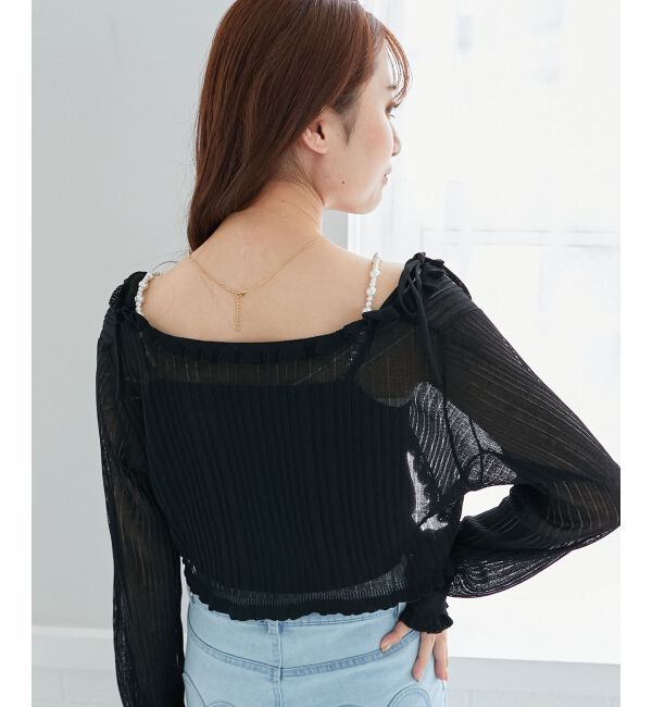  「パールチェーンキャミセットフリルカーデ」|カーディガン|