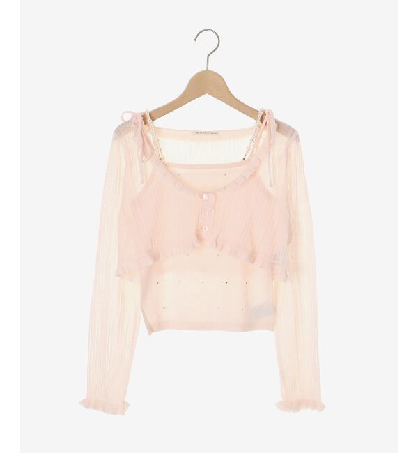  「パールチェーンキャミセットフリルカーデ」|カーディガン|