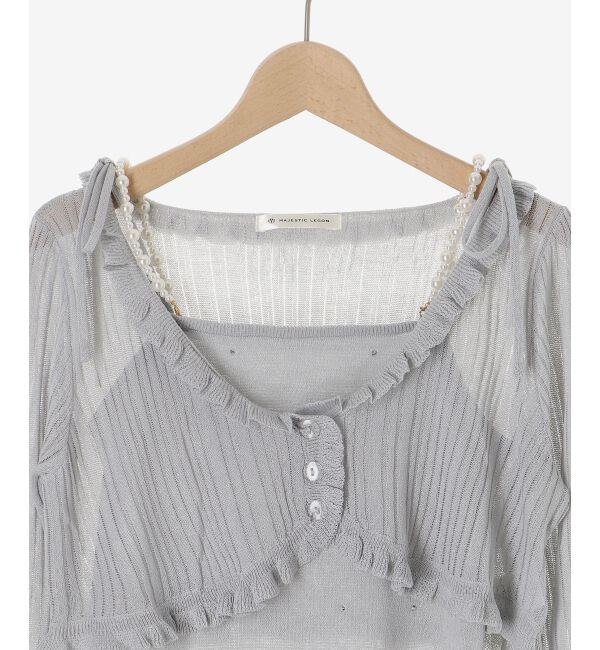  「パールチェーンキャミセットフリルカーデ」|カーディガン|