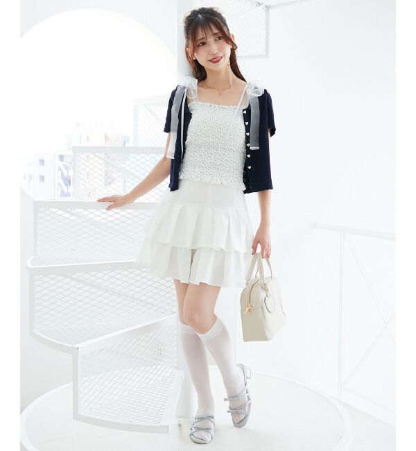  「襟付き透かし柄カーディガン」|カーディガン|