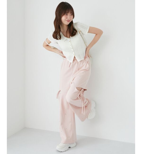  「襟付き透かし柄カーディガン」|カーディガン|