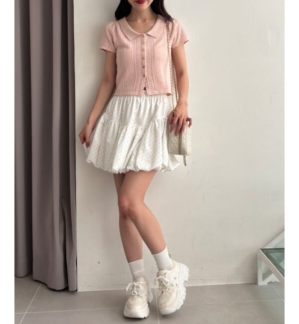  「襟付き透かし柄カーディガン」|カーディガン|