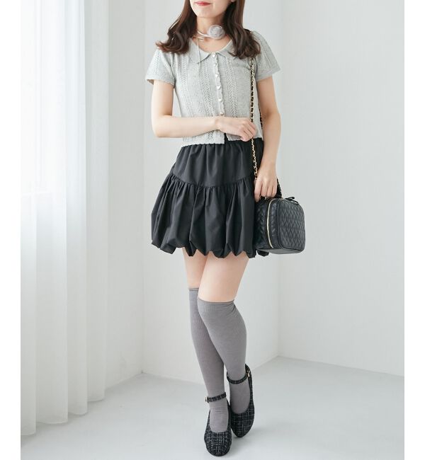  「襟付き透かし柄カーディガン」|カーディガン|