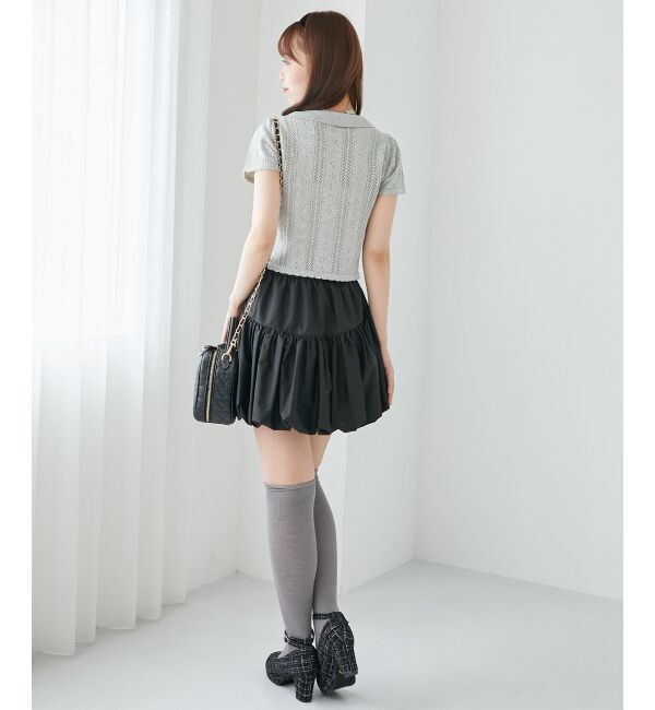  「襟付き透かし柄カーディガン」|カーディガン|