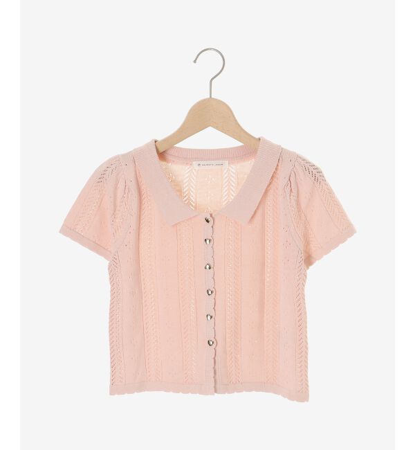  「襟付き透かし柄カーディガン」|カーディガン|