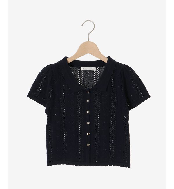  「襟付き透かし柄カーディガン」|カーディガン|