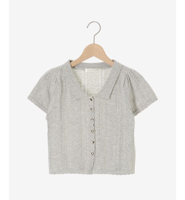  「襟付き透かし柄カーディガン」|カーディガン|