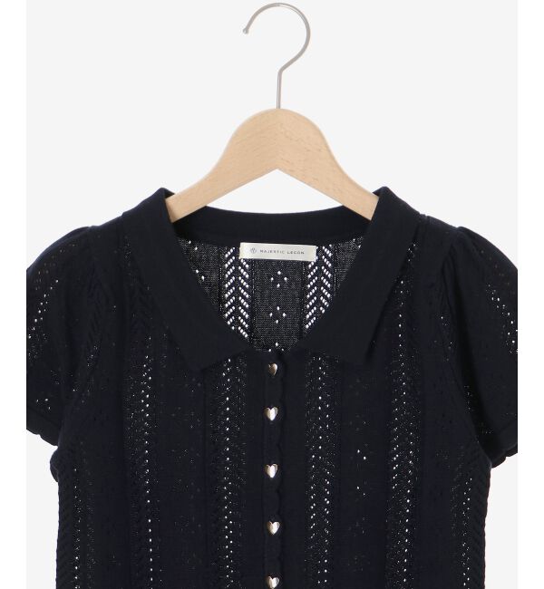  「襟付き透かし柄カーディガン」|カーディガン|