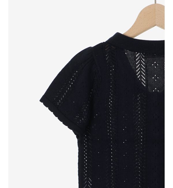  「襟付き透かし柄カーディガン」|カーディガン|