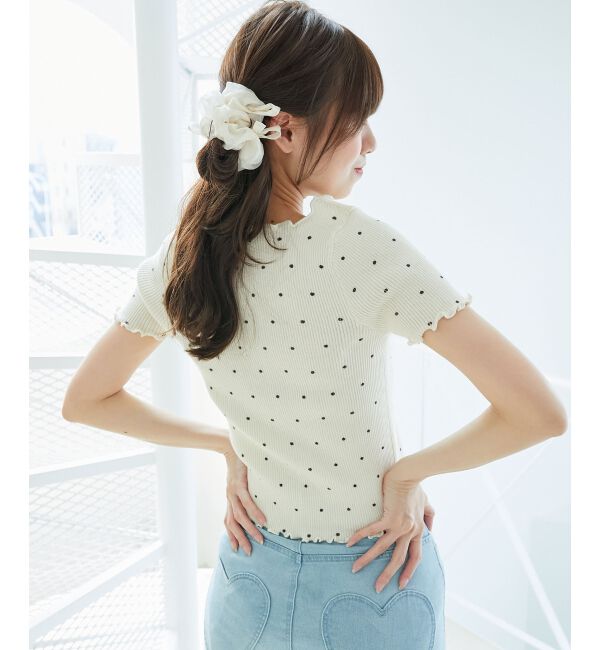  「ドットパターンリブカーディガン」|カーディガン|