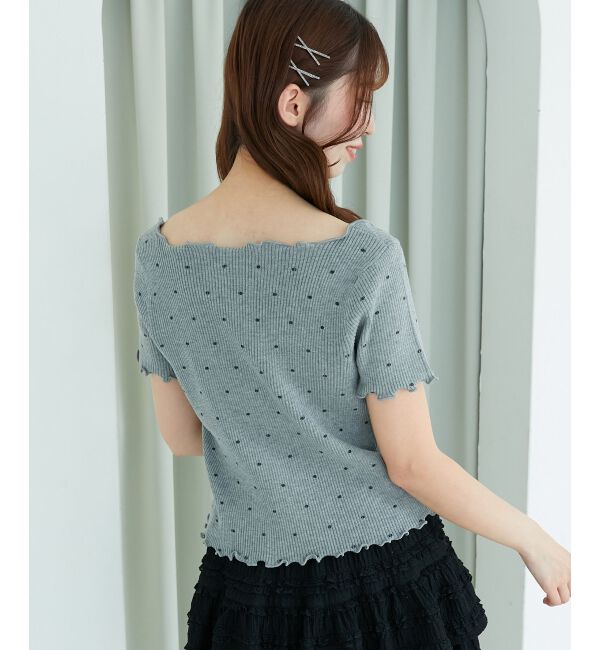  「ドットパターンリブカーディガン」|カーディガン|