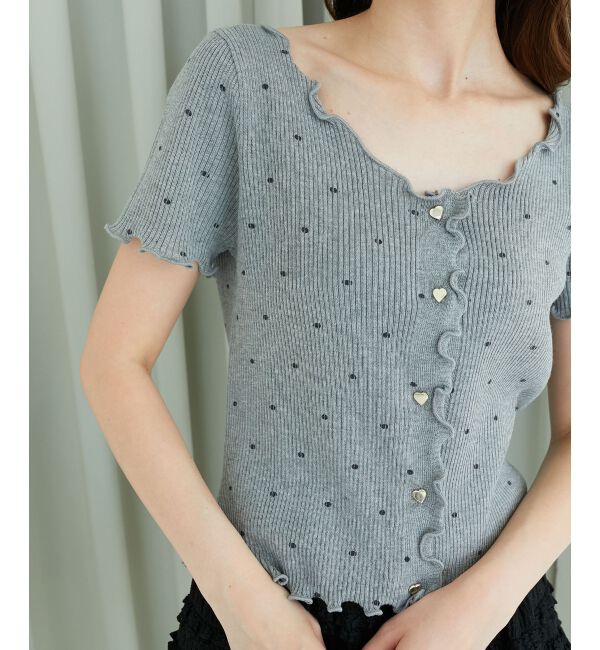  「ドットパターンリブカーディガン」|カーディガン|