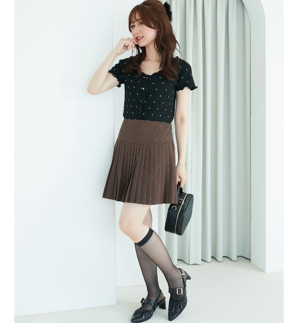  「ドットパターンリブカーディガン」|カーディガン|