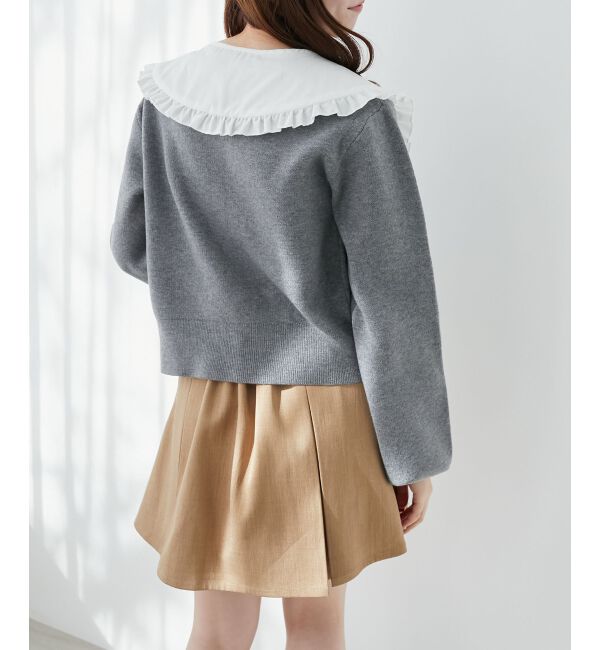  「フリルカラーセットニットカーディガン」|カーディガン|