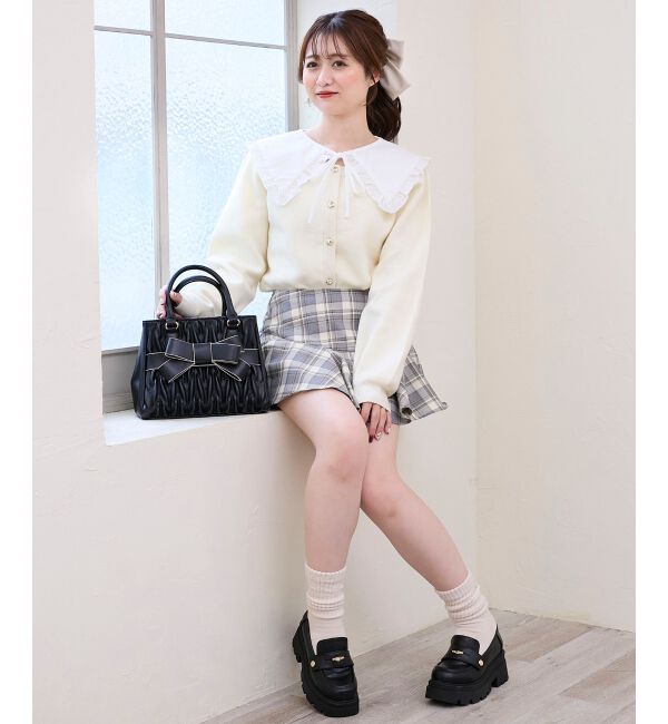  「フリルカラーセットニットカーディガン」|カーディガン|