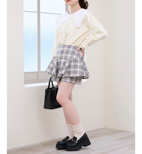  「フリルカラーセットニットカーディガン」|カーディガン|