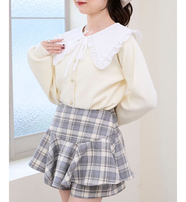  「フリルカラーセットニットカーディガン」|カーディガン|