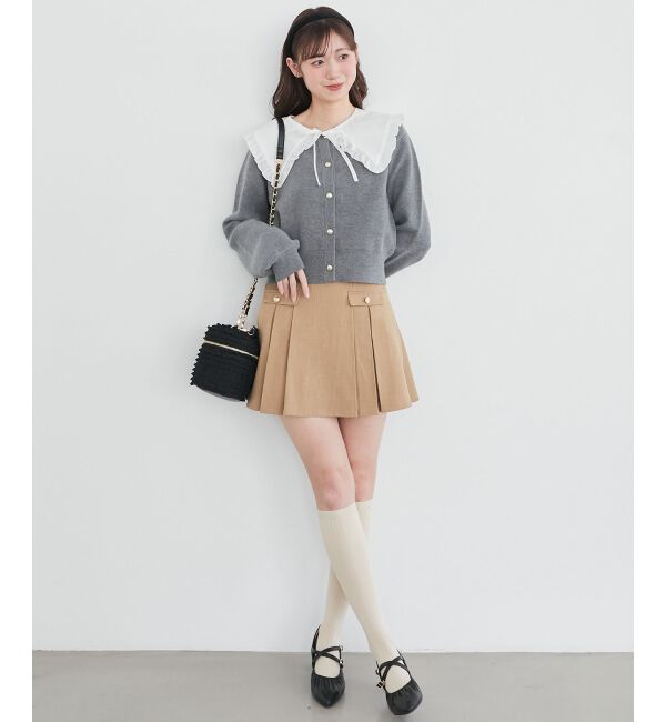  「フリルカラーセットニットカーディガン」|カーディガン|