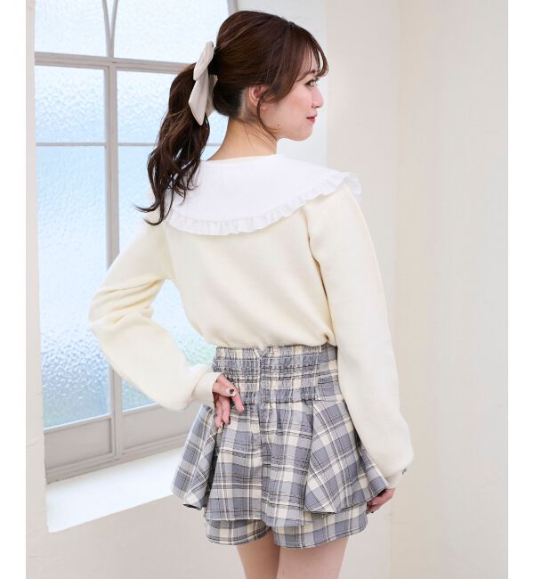  「フリルカラーセットニットカーディガン」|カーディガン|