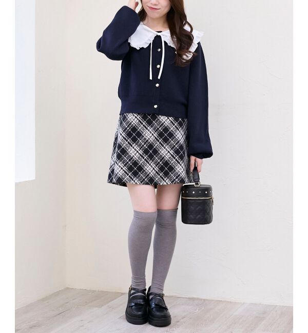  「フリルカラーセットニットカーディガン」|カーディガン|