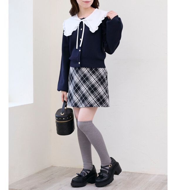  「フリルカラーセットニットカーディガン」|カーディガン|