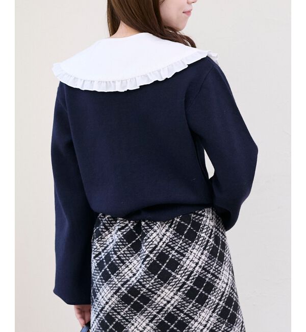  「フリルカラーセットニットカーディガン」|カーディガン|