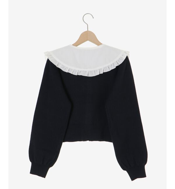  「フリルカラーセットニットカーディガン」|カーディガン|