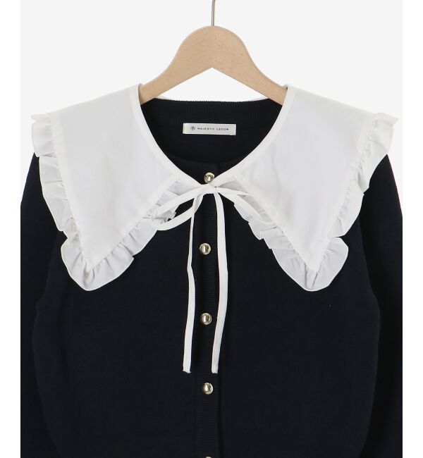  「フリルカラーセットニットカーディガン」|カーディガン|