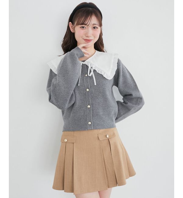  「フリルカラーセットニットカーディガン」|カーディガン|