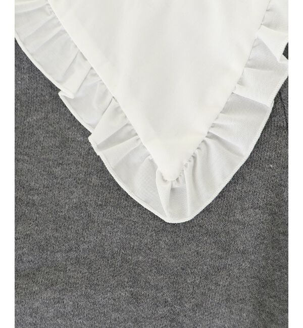  「フリルカラーセットニットカーディガン」|カーディガン|