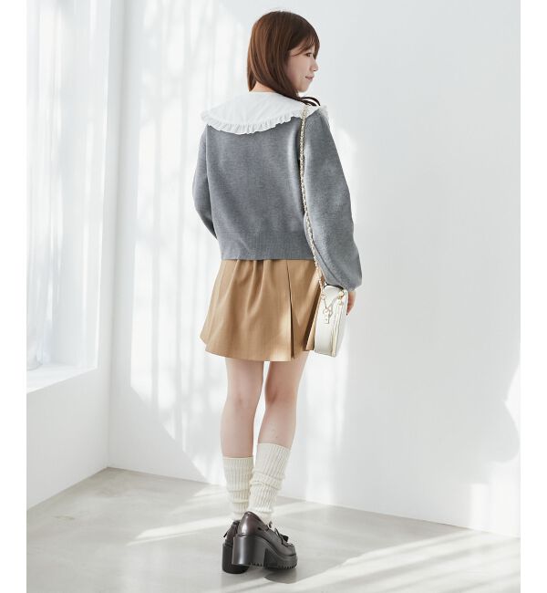  「フリルカラーセットニットカーディガン」|カーディガン|