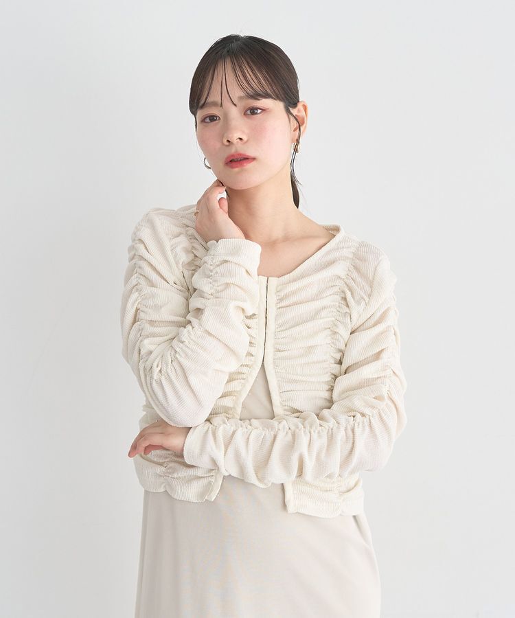 earth music&ecology「フロントホックシャーリングトップス」|カーディガン|