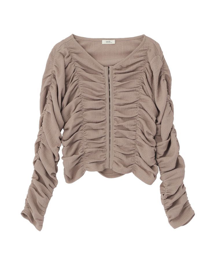 earth music&ecology「フロントホックシャーリングトップス」|カーディガン|Mocha