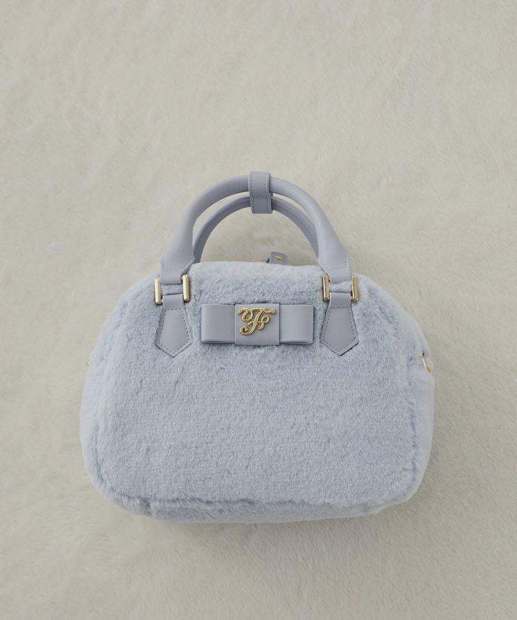 Maison de FLEUR「【限定カラーあり】フェイクファーラウンドバッグ」|ハンドバッグ|ブルー