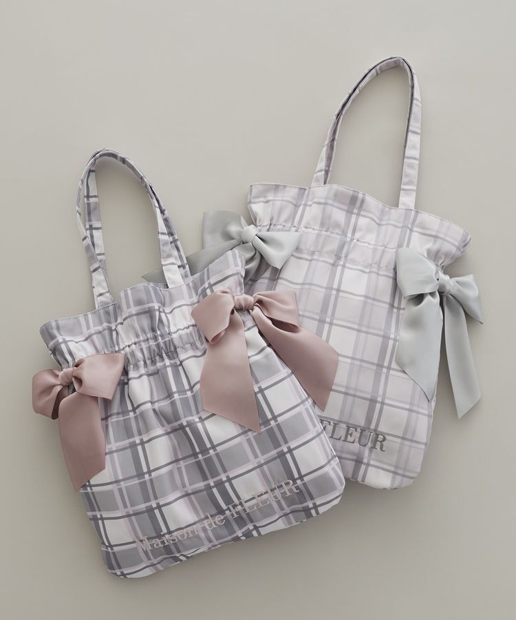 Maison de FLEUR「チェックダブルリボントートバッグ」|トートバッグ|